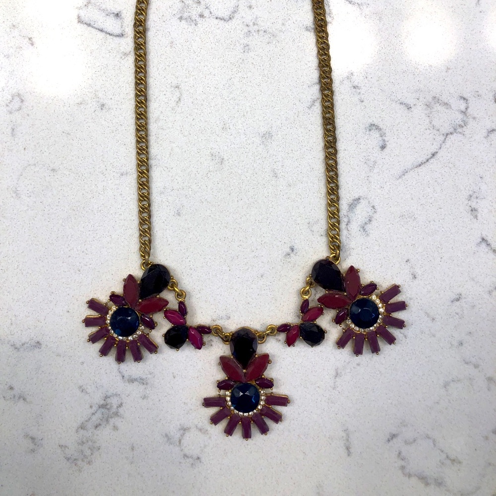Jcrew statement necklace in maroon crystal